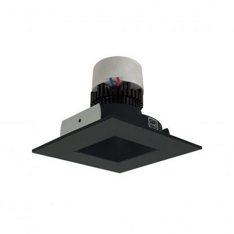 Nora Lighting NPR-4SNDSQ27XBB 12W 4 Inch Pearl LED Square Retrofit Reflector with Square Aperture 1000lm 2700K 120V Triac /ELV Dimming Black Reflector / Black Flange Finish
