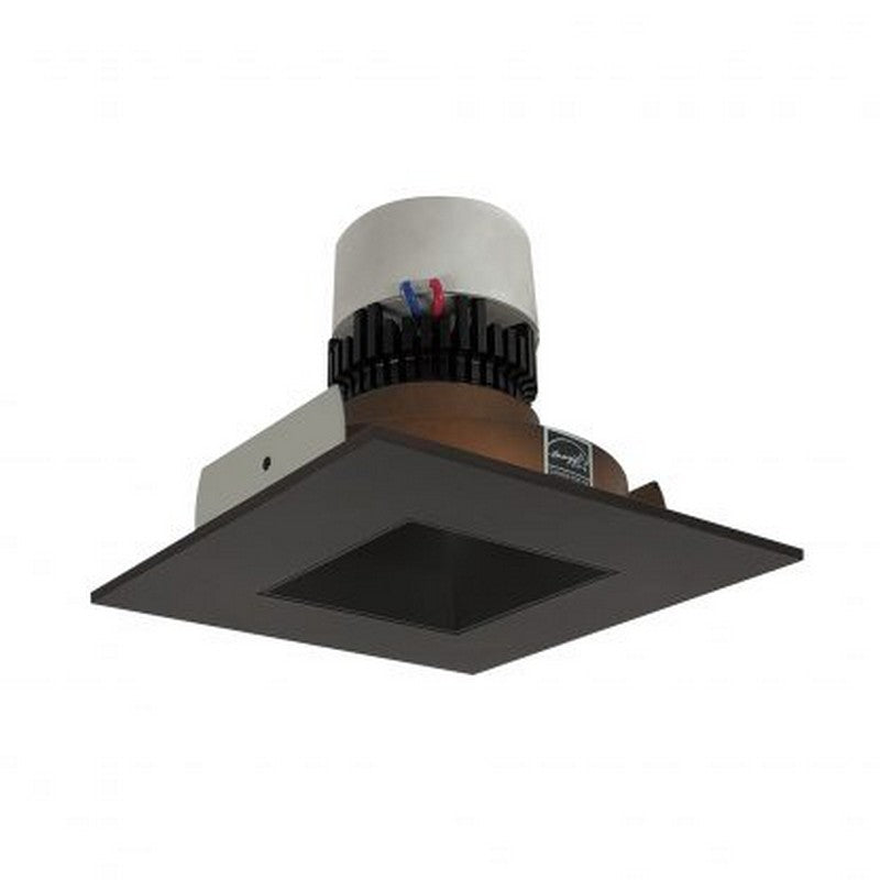 Nora Lighting NPR-4SNDSQ27XBZ 12W 4 Inch Pearl LED Square Retrofit Reflector with Square Aperture 1000lm 2700K 120V Triac /ELV Dimming Bronze Reflector / Bronze Flange Finish