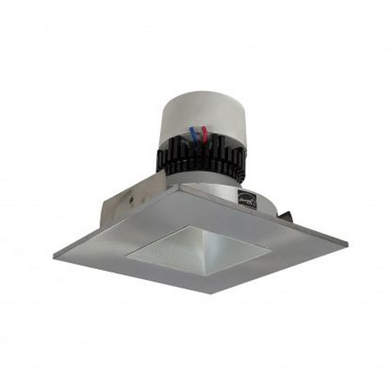 Nora Lighting NPR-4SNDSQ27XHN 12W 4 Inch Pearl LED Square Retrofit Reflector with Square Aperture 1000lm 2700K 120V Triac /ELV Dimming Haze Reflector / Natural Metal Flange Finish