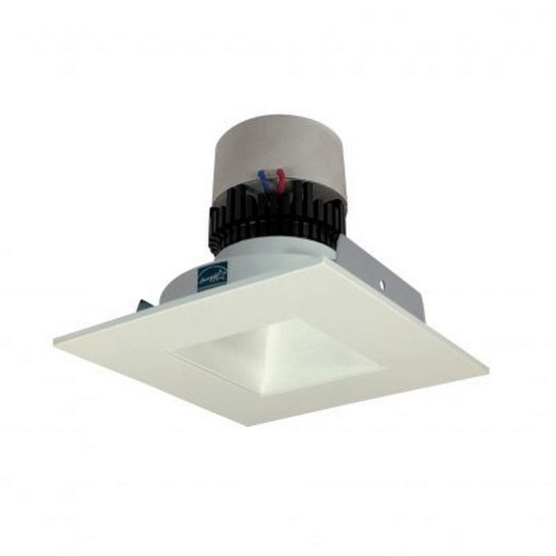 Nora Lighting NPR-4SNDSQ27XWW 12W 4 Inch Pearl LED Square Retrofit Reflector with Square Aperture 1000lm 2700K 120V Triac /ELV Dimming White Reflector / White Flange Finish