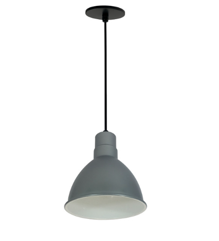 Nora Lighting NRLM-8C1040GMWLE4 8" LED Cable Shade, Lumens 1200lm/15W Color temperature 4000K, Gun Metal/White, 120V 0-10V/Triac/ELV & 277V 0-10V Dimming