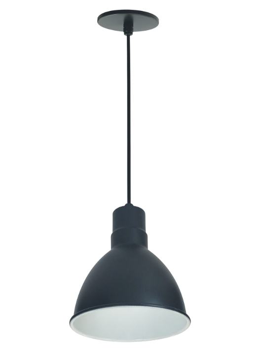 Nora Lighting NRLM-8C1830BWLE4 8" RLM LED Shade, Lumens 2200lm/30W Color Temperature 3000K, Black/White, 120V 0-10V/Triac/ELV & 277V 0-10V Dimming