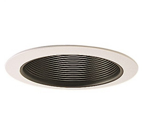 Nora Lighting NS-41P 4 Inch Black Phenolic Stepped Baffle with White Plastic Ring - BuyRite Electric