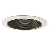 Nora Lighting NS-41P 4 Inch Black Phenolic Stepped Baffle with White Plastic Ring