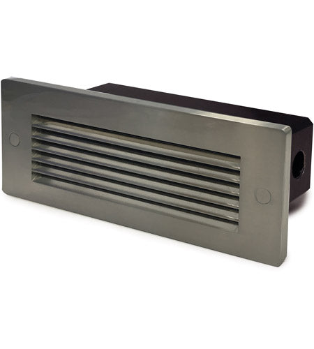 Nora Lighting NSW-841/32BN Brick Die-Cast LED Step Light w/ Horizontal Louver Face Plate, 75lm, 3.3W, 3000K, Brushed Nickel, 120V Dimming