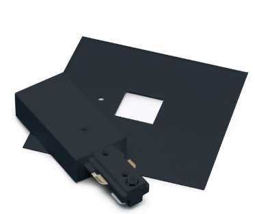 Nora Lighting NT-311B One-Circuit Track System Live End Feed w/ Cover - Black Finish