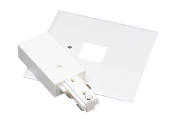 Nora Lighting NT-311W One-Circuit Track System Live End Feed w/ Cover - White Finish