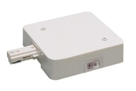 Nora Lighting NT-348W/4A T-Bar Live End Feed w/ Current Limiter One Circuit Track, Ampere 4A, White finish