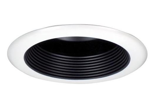 Nora Lighting NT-5001B 5" Baffle Splay Trim w/ Flange, Black/White Finish