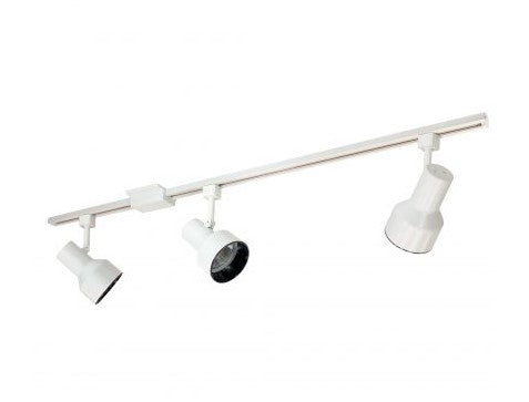 Nora Lighting NTL-150 4-foot Track Pack with (3) Step Cylinder PAR30 Track Heads, White Finish