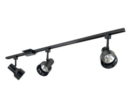 Nora Lighting NTL-150B 4-foot Track Pack with (3) Step Cylinder PAR30 Track Heads, Black Finish