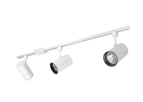 Nora Lighting NTL-151 4-foot Track Pack with (3) Flat Back Cylinder PAR30 Track Heads, White Finish