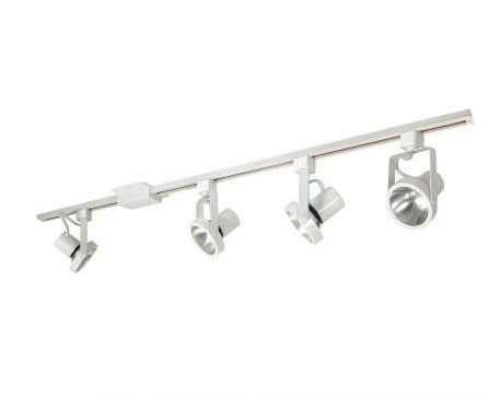 Nora Lighting NTL-158/4H 4-foot Track Pack with (4) Gimbal Ring PAR30 Track Heads, White Finish