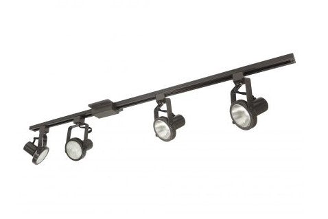 Nora Lighting NTL-158BZ/4H 4-foot Track Pack with (4) Gimbal Ring PAR30 Track Heads, Bronze Finish