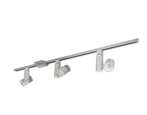 Nora Lighting NTLE-845930S 4-foot Track Pack with (3) Aiden Lumens 1150lm LED 90+ CRI Color Temperature 3000K Track Heads, Silver Finish