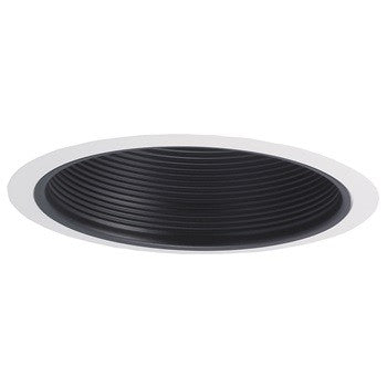 Nora Lighting NTM-40/2R 6" Stepped Baffle w/Regular & Oversize Plastic Rings, Black/White Finish
