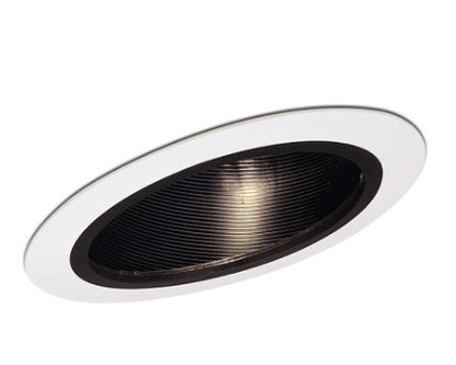 Nora Lighting NTM-615/45B 6 Inch Super-Sloped 45-Deg. Metal Baffle Trim, Black/White Finish