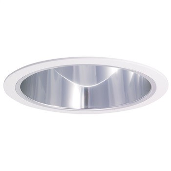 Nora Lighting NTS-714C 6" Specular Clear Reflector w/ Plastic Ring, White Finish