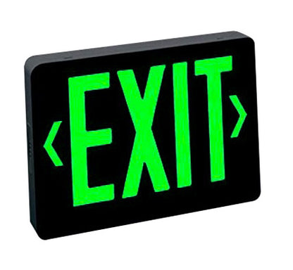 Nora Lighting NX-503-LED/BG Universal Exit Sign LED Emergency light AC only  Green Letters / Black Housing