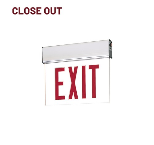 Nora Lighting NX-508-LEDR1MB Edge-Lit LED Exit Sign with Emergency Circuit Letter Colour Red Single/Clear with Black Housing Finish