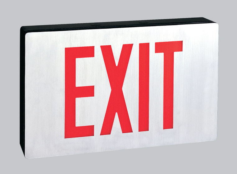 Nora Lighting NX-606-LED/R/2F Die-Cast LED Exit Sign w/ Battery Backup, Double-Faced Aluminum w/ Red Letters in Black Housing
