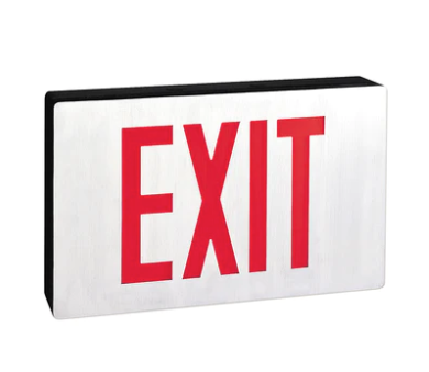 Nora Lighting NX-606-LED/R Die-Cast LED Exit Sign w/ Battery Backup, Single-Faced Aluminum w/ Red Letters in Black Housing
