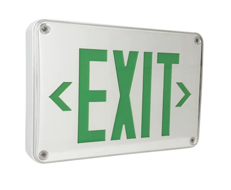 Nora Lighting NX-617-LED/G-CC LED Self-Diagnostic Wet/Cold Location Exit Sign w/ Battery Backup, White Housing w/ Green Letters