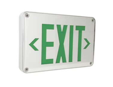 Nora Lighting NX-617-LED/G LED Self-Diagnostic Wet Location Exit Sign w/ Battery Backup, White Housing w/ Green Letters