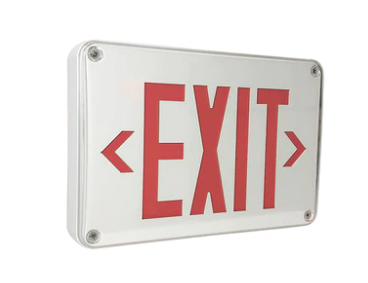 Nora Lighting NX-617-LED/R-CC LED Self-Diagnostic Wet/Cold Location Exit Sign w/ Battery Backup, White Housing w/ Red Letters
