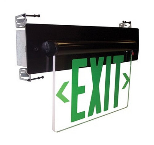 Nora Lighting NX-815-LED Recessed Adjustable Green LED Edge-Lit Exit Sign Battery Backup - BuyRite Electric