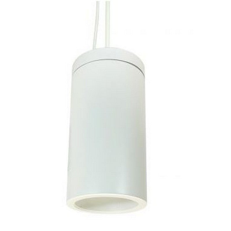 Nora Lighting NYLS2-6P25135FWWW6 6 Inch High Performance Sapphire II Cylinder Pendant Mounted 2500lm / 30W 3500K Flood Beam Spread White Reflector / White Flange White Cylinder 120-277V 0-10V