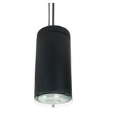 Nora Lighting NYLS2-6P35130FDBB5 6 Inch High Performance Sapphire II Cylinder Pendant Mounted 3500lm / 46W 3000K Flood Beam Spread Diffused Clear Reflector / Black Flange Black Cylinder