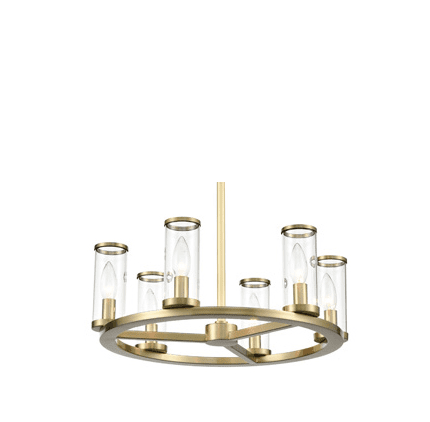 Alora Lighting CH309006NBCG Revolve 6 Light 17 Inch Wide Taper Candle Chandelier Natural Brass Finish