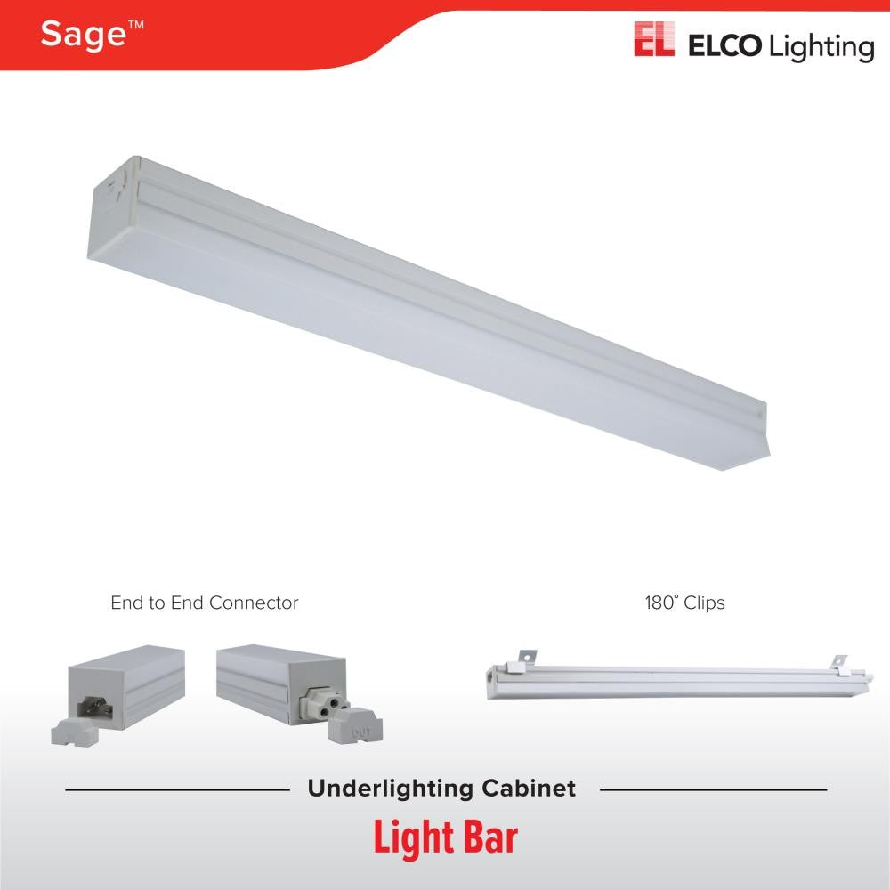 ELCO Lighting EUD3230W SAGE LED Undercabinet Lightbar 12 Inch 5W 3000K 300 lm White Finish