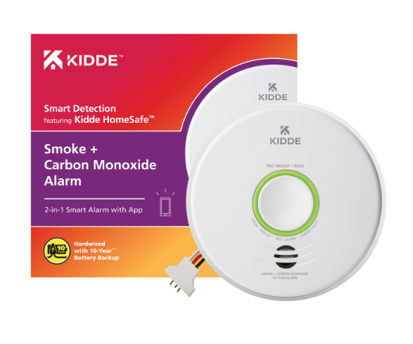 Kidde P4010ACSCO-WF Hardwired Intelligent Wireless Smoke + Carbon Monoxide Smart Alarm with 10-Year Sealed Battery Backup