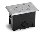 Lew Electric PB1-FPA 1 Duplex 15A Power Plastic Floor Box With Flip Lids - Aluminum Cover