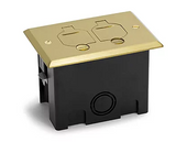 Lew Electric PB1-FPB 1 Duplex 15A Power Plastic Floor Box With Flip Lids - Brass Cover