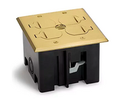 Lew Electric PB2-FPB 2 Duplex 15A Power Plastic Floor Box With Flip Lids - Brass Cover