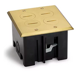 Lew Electric PB2-SPB 2 Duplex 15A Power Plastic Floor Box With Screw Plugs - Brass Cover