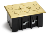 Lew Electric PB3-FPB 3 Duplex 15A Power Plastic Floor Box With Flip Lids - Brass Cover