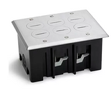 Lew Electric PB3-SPA 3 Duplex 15A Power Plastic Floor Box With Screw Plugs - Aluminum Cover