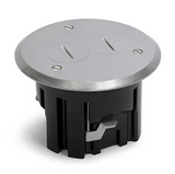 Lew Electric PBR1-SPA 15A Power One Duplex Power Round Plastic Floor Box W/ Screw Plugs Cover, Aluminum Finish