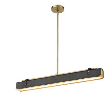 Alora Lighting PD307931VBTL LED Valise 2 Inch Pendant Ceiling Light in Vintage Brass Tuxedo Leather Finish