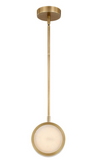 Alora Lighting PD325106VBAR Blanco Mini 7.5 Inches Modern Alabaster Glass LED Mini Hanging Ceiling Light, Vintage Brass Finish