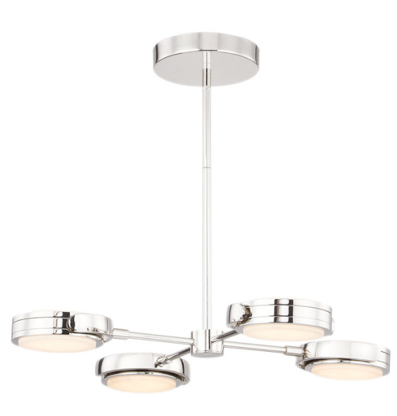 Alora Lighting PD325428PNAR Blanco 28 Inches Wide Modern Alabaster Glass Multi-LED Mini Hanging Ceiling Light, Polished Nickel Finish