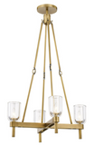 Alora Lighting PD338422VBCC Lucian 22 Inches Modern Crystal Glass Multi-LED Pendant Ceiling Light, Vintage Brass Finish