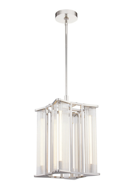 Alora Lighting PD339415PNCR Sabre 11 Inches Wide Modern Crystal Clear LED Pendant Ceiling Light, Polished Nickel Finish