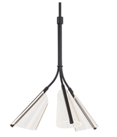 Kuzco Lighting PD62622-BK/LG Mulberry Chandelier Modern LED Pendant Ceiling Light Guide, Black Finish
