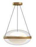 Kuzco Lighting PD76312-BG/OP 12 inch Virgo Frost/Clear Opal Glass Modern LED Pendant Ceiling Light, Brushed Gold Finish