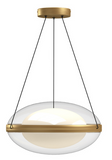 Kuzco Lighting PD76316-BG/OP 16 inch Virgo Frost/Clear Opal Glass Modern LED Pendant Ceiling Light, Brushed Gold Finish